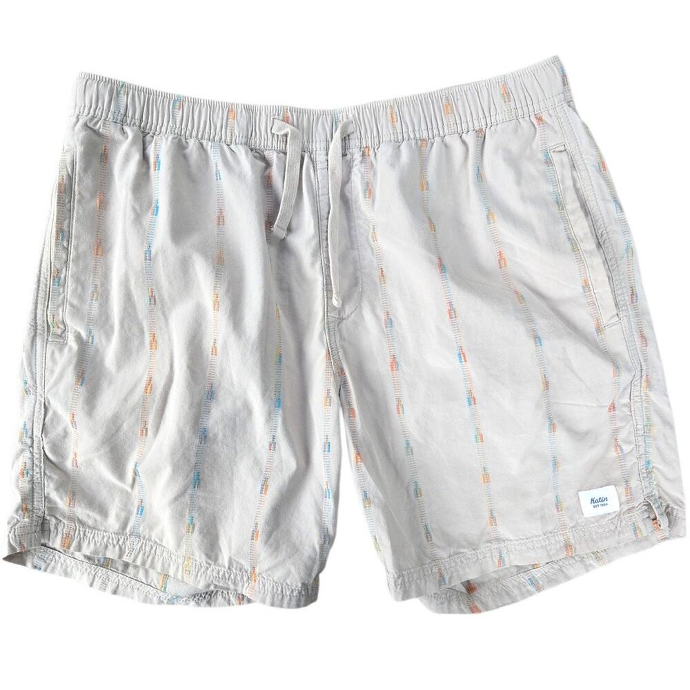 Katin | Tan Pull-on Shorts W/Drawstring & Embroidered Pattern | Size  Medium